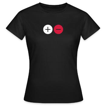 Plus Minus positive negative Poles + - icon sign - Women's T-Shirt - black - Front - AI Model Female 172 dark (172cm)