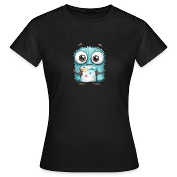 Kulleraugen Monster Zeichnung - Frauen T-Shirt - Schwarz - Vorne - AI Model Female 172 dark (172cm)