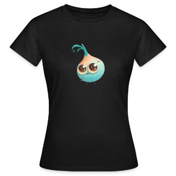 Süßer Zwiebel Charakter mit Kulleraugen - Frauen T-Shirt - Schwarz - Vorne - AI Model Female 172 dark (172cm)