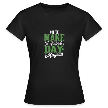 Machen Sie den St. Patrick's Day mit Kaffee magisch - Frauen T-Shirt - Schwarz - Vorne - AI Model Female 172 dark (172cm)