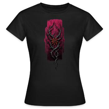 Dornige Eleganz: Rose zwischen Dornen - Frauen T-Shirt - Schwarz - Vorne - AI Model Female 172 dark (172cm)