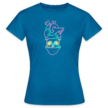 Heart Skull 3 mauve - T-shirt Femme - bleu saphir antique chiné - Devant - AI Model Female 172 dark (172cm)