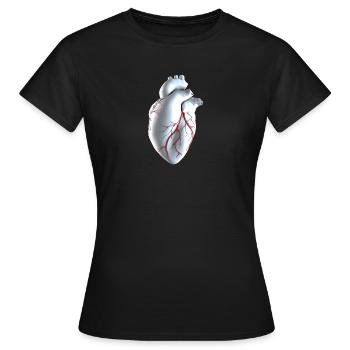 Anatomical heart white with coronary vessels - Women's T-Shirt - black - Front - AI Model Female 172 dark (172cm)