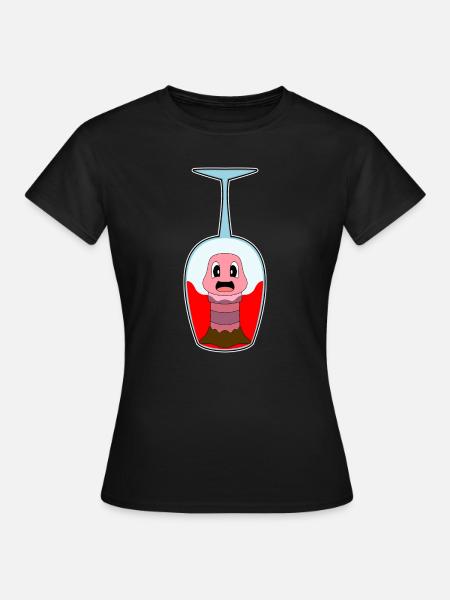 Wurm Rotwein - Frauen T-Shirt - Schwarz