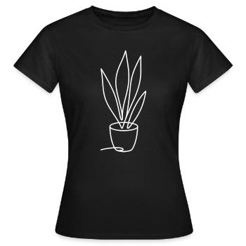 Line plant in pot - Women's T-Shirt - black - Front - AI Model Female 172 dark (172cm)