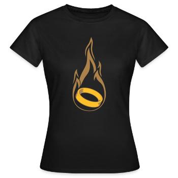 heiss brennen feuer flamme fackel heiraten ring ho - Frauen T-Shirt - Schwarz - Vorne - AI Model Female 172 dark (172cm)