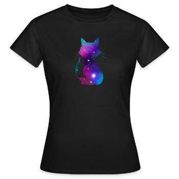 Chat Galaxy - T-shirt Femme - noir - Devant - AI Model Female 172 dark (172cm)