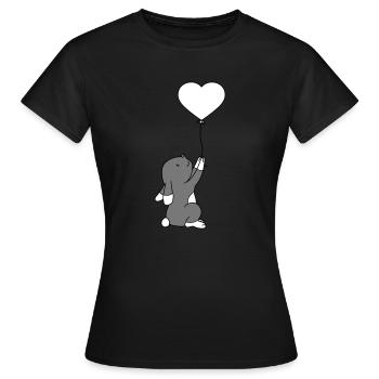 Ballon Cœur Amour Lapin Haeschen Lapin Klei - T-shirt Femme - noir - Devant - AI Model Female 172 dark (172cm)