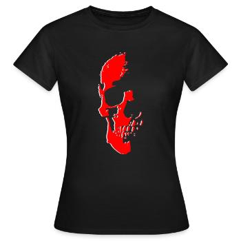 crâne moitié rouge blanc - T-shirt Femme - noir - Devant - AI Model Female 172 dark (172cm)