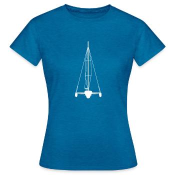 Trimaran - Frauen T-Shirt - Antikblaues Saphir meliert - Vorne - AI Model Female 172 dark (172cm)