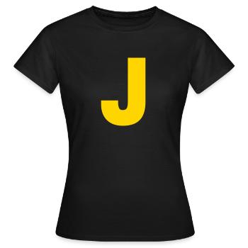 Costume de tamia Lettre J Carnaval Jaune - T-shirt Femme - noir - Devant - AI Model Female 172 dark (172cm)