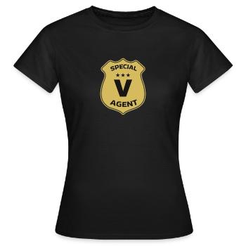 Special Agent V - Frauen T-Shirt - Schwarz - Vorne - AI Model Female 172 dark (172cm)