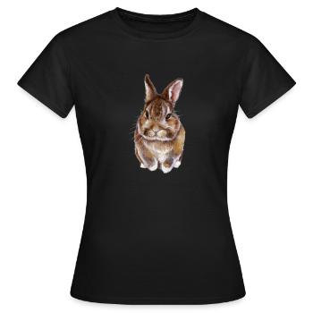doux lapin Aqurell - T-shirt Femme - noir - Devant - AI Model Female 172 dark (172cm)