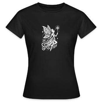 Fée en filigrane avec des ailes et une baguette magique - T-shirt Femme - noir - Devant - AI Model Female 172 dark (172cm)