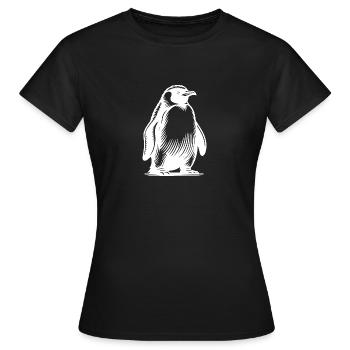 Putziger schlauer Pinguin Tattoo Illustration - Frauen T-Shirt - Schwarz - Vorne - AI Model Female 172 dark (172cm)