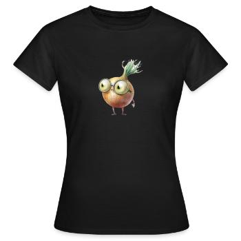 Zwiebel Charakter mit Kulleraugen - Frauen T-Shirt - Schwarz - Vorne - AI Model Female 172 dark (172cm)