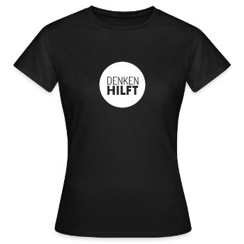 denken hilft - Frauen T-Shirt - Schwarz - Vorne - AI Model Female 172 dark (172cm)