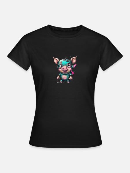 Cochon robot - T-shirt Femme - noir