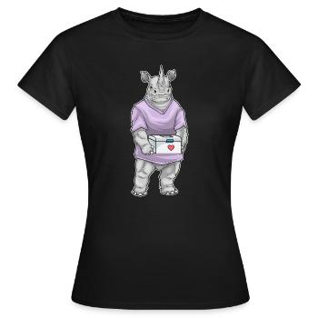 Trousse de premiers secours pour infirmière rhinocéros - T-shirt Femme - noir - Devant - AI Model Female 172 dark (172cm)