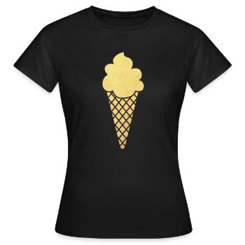 Icecream Eis Gold golden Eiskrem Waffel Luxus - Frauen T-Shirt - Schwarz - Vorne - AI Model Female 172 dark (172cm)