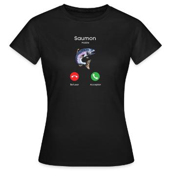 appel de saumon - T-shirt Femme - noir - Devant - AI Model Female 172 dark (172cm)