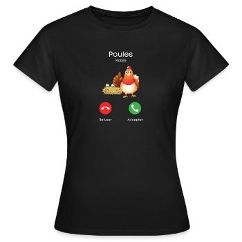 appel des poules - T-shirt Femme - noir - Devant - AI Model Female 172 dark (172cm)