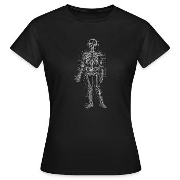 squelette grand, blanc, d’un point de vue médical - T-shirt Femme - noir - Devant - AI Model Female 172 dark (172cm)