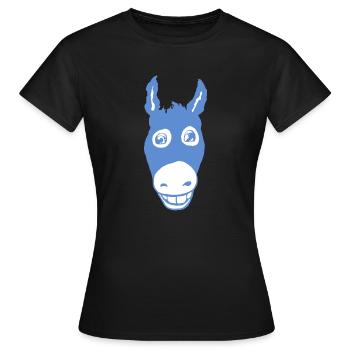 Bleu âne souriant - T-shirt Femme - noir - Devant - AI Model Female 172 dark (172cm)