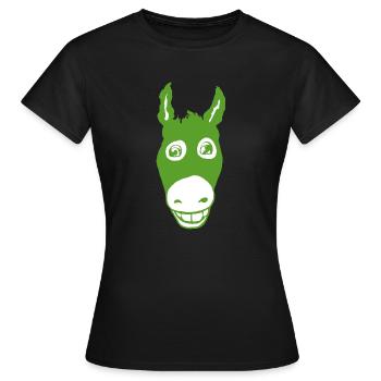 Vert âne souriant - T-shirt Femme - noir - Devant - AI Model Female 172 dark (172cm)