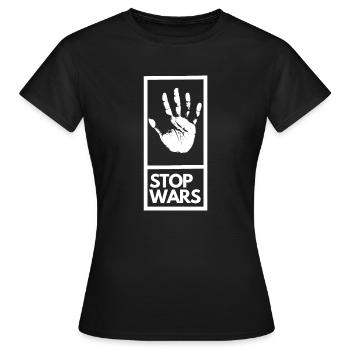 Stoppt Kriege - Frauen T-Shirt - Schwarz - Vorne - AI Model Female 172 dark (172cm)