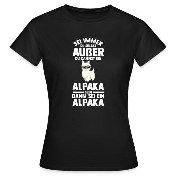 Alpaka - Frauen T-Shirt - Schwarz - Vorne - AI Model Female 172 dark (172cm)