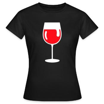 Glas Rotwein - Frauen T-Shirt - Schwarz - Vorne - AI Model Female 172 dark (172cm)