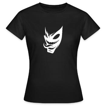 Grinsende gruselige Halloween Maske - Frauen T-Shirt - Schwarz - Vorne - AI Model Female 172 dark (172cm)