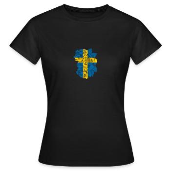 Sweden Country Flower Symbol Gift for your vessels - Women's T-Shirt - black - Front - AI Model Female 172 dark (172cm)
