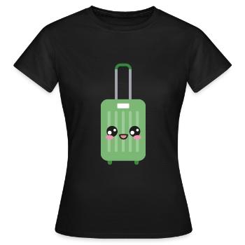 Valises de bagages Kawaii - T-shirt Femme - noir - Devant - AI Model Female 172 dark (172cm)