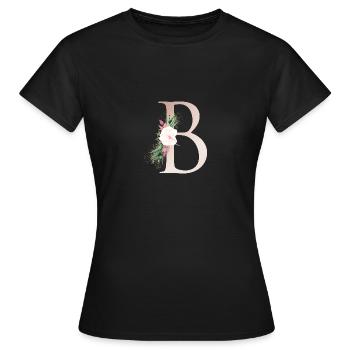 Personalisierbar Monogramm B Floral - Frauen T-Shirt - Schwarz - Vorne - AI Model Female 172 dark (172cm)