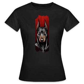 Vigilant Stare: Doberman's Gaze - Women's T-Shirt - black - Front - AI Model Female 172 dark (172cm)