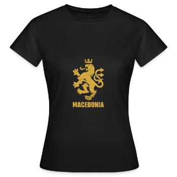 Macedonia Löwe Wappen Balkan Heimat - Frauen T-Shirt - Schwarz - Vorne - AI Model Female 172 dark (172cm)