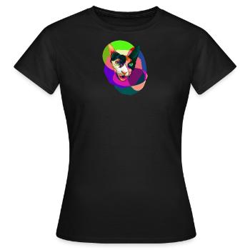 Cool colorful Catino cat - Women's T-Shirt - black - Front - AI Model Female 172 dark (172cm)