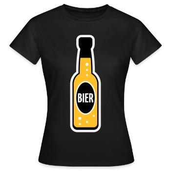 Bierflasche (Bier / Bierchen / NEG 3C) - Frauen T-Shirt - Schwarz - Vorne - AI Model Female 172 dark (172cm)