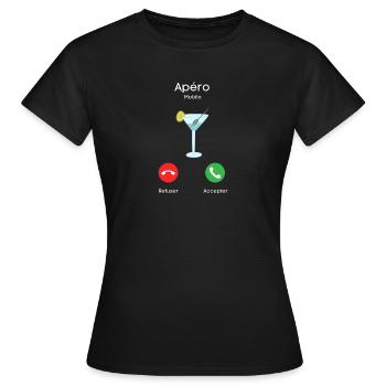 appel de l'apéro - T-shirt Femme - noir - Devant - AI Model Female 172 dark (172cm)