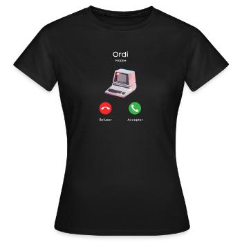 appel de l'ordi - T-shirt Femme - noir - Devant - AI Model Female 172 dark (172cm)