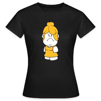 weiblich huebsch grosser kopf kleine frau maedchen - Frauen T-Shirt - Schwarz - Vorne - AI Model Female 172 dark (172cm)