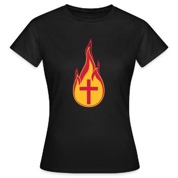 feuer flammen heiss brennen verbrannt fackel loder - Frauen T-Shirt - Schwarz - Vorne - AI Model Female 172 dark (172cm)