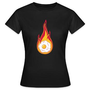 heiss feuer flammen brennen fackel spiegelei koche - Frauen T-Shirt - Schwarz - Vorne - AI Model Female 172 dark (172cm)
