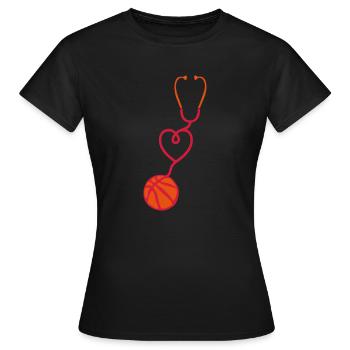 basketball stethoscope coeur love - T-shirt Femme - noir - Devant - AI Model Female 172 dark (172cm)