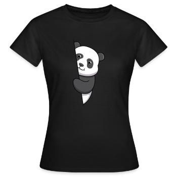 Panda bear looking out of the shirt / Funny, Cool - Women's T-Shirt - black - Front - AI Model Female 172 dark (172cm)