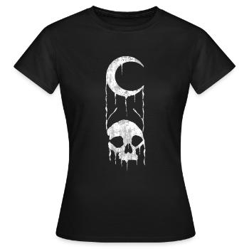 Okkult Mond Totenkopf Stundenglas - Frauen T-Shirt - Schwarz - Vorne - AI Model Female 172 dark (172cm)