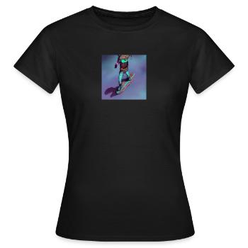 Kid with skateboard, skateboard kid, kids - Frauen T-Shirt - Schwarz - Vorne - AI Model Female 172 dark (172cm)