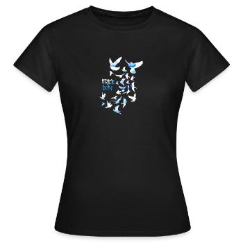 freedom,vogelschwarm,friede,freiheit,tauben,wolken - Frauen T-Shirt - Schwarz - Vorne - AI Model Female 172 dark (172cm)